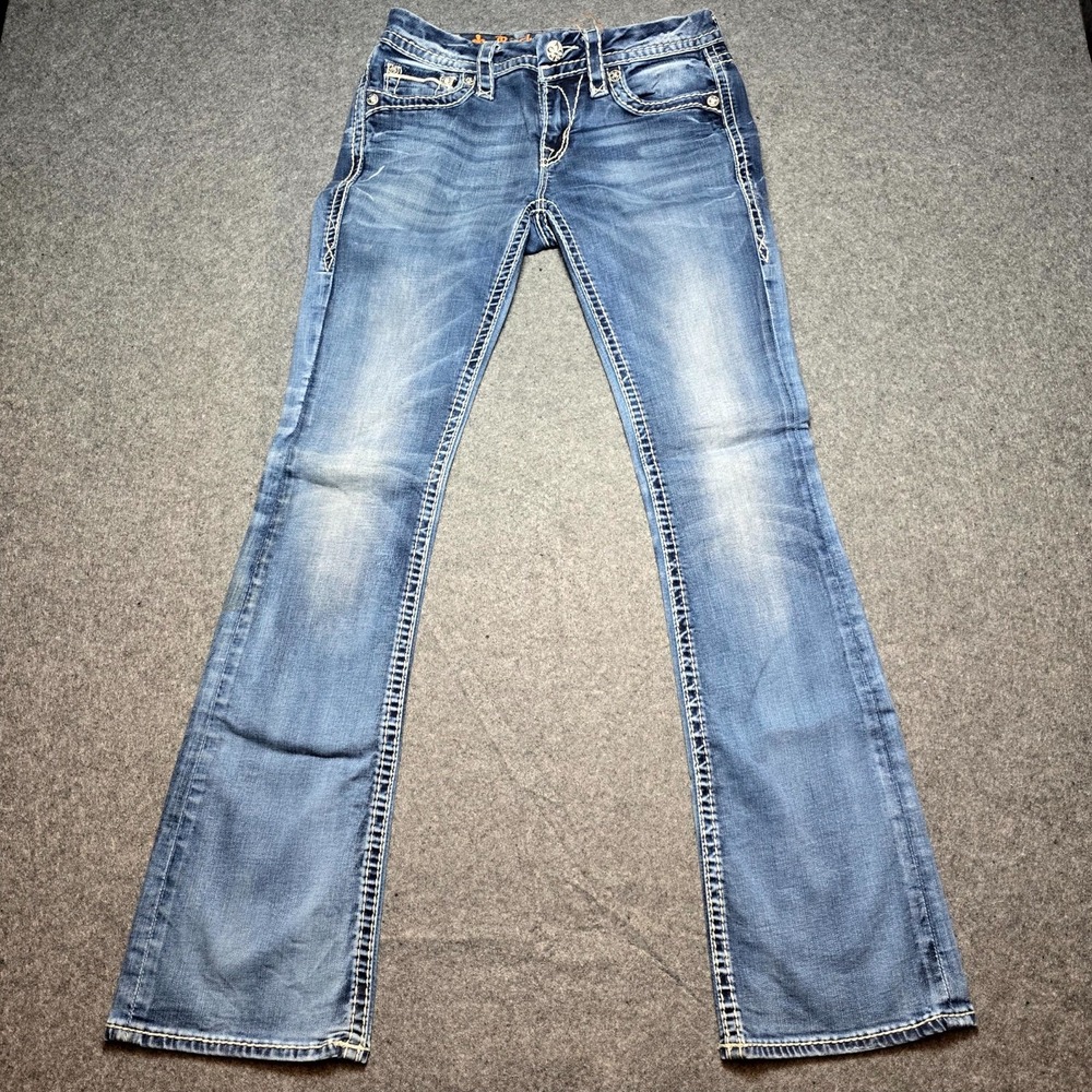 Rock Revival Etty Bootcut Jeans Womens 28 Blue Medium Wash Denim Cotton Low Rise